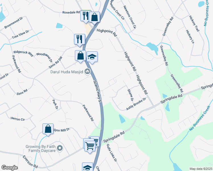 map of restaurants, bars, coffee shops, grocery stores, and more near 3386 Open Fields Drive in Snellville