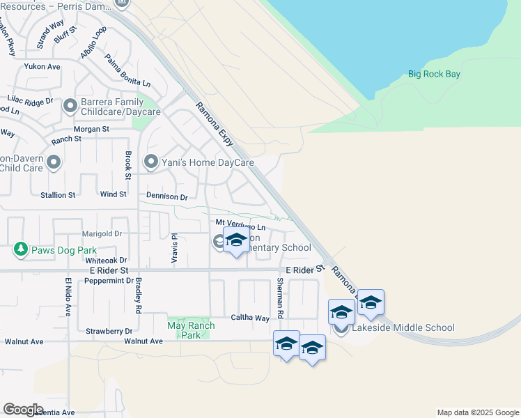 map of restaurants, bars, coffee shops, grocery stores, and more near 1955 Brockstone Drive in Perris