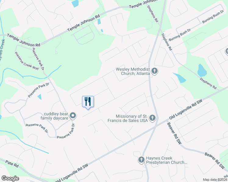 map of restaurants, bars, coffee shops, grocery stores, and more near 3784 Red Rose Court in Loganville