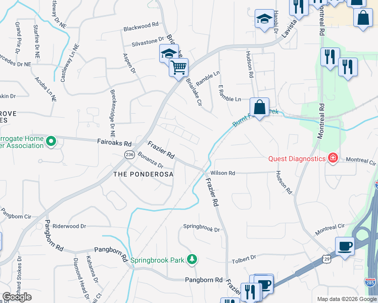 map of restaurants, bars, coffee shops, grocery stores, and more near 1752 Wilsons Crossing Drive in Decatur