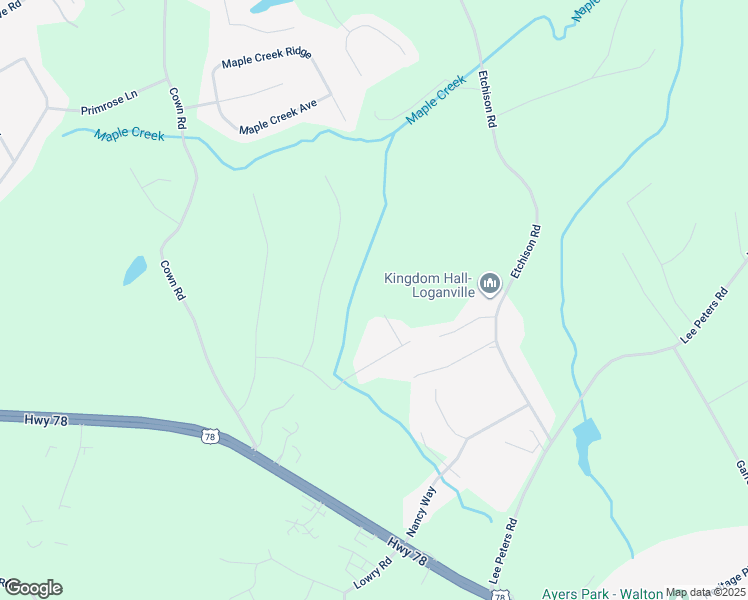 map of restaurants, bars, coffee shops, grocery stores, and more near 3040 Wood Valley Court in Loganville