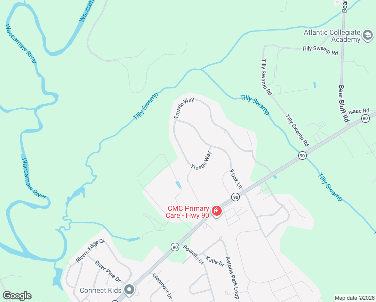 map of restaurants, bars, coffee shops, grocery stores, and more near 362 Trestle Way in Conway