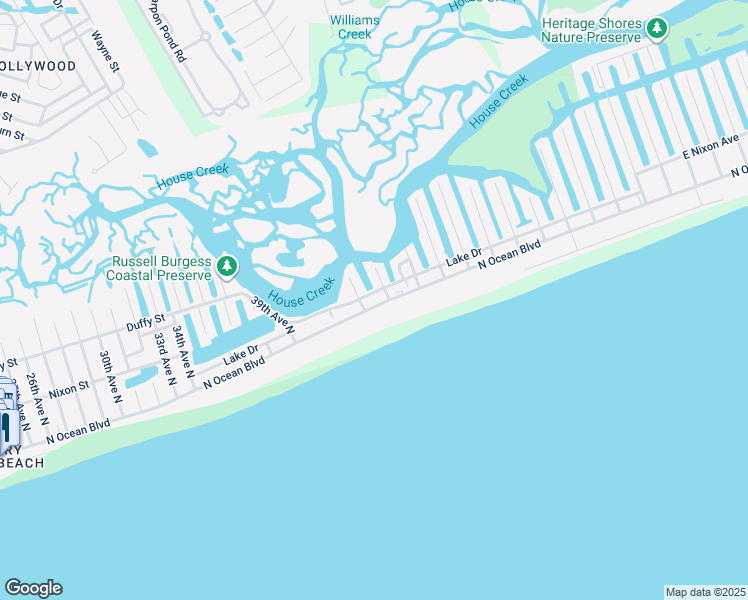 map of restaurants, bars, coffee shops, grocery stores, and more near 302 42nd Avenue North in North Myrtle Beach