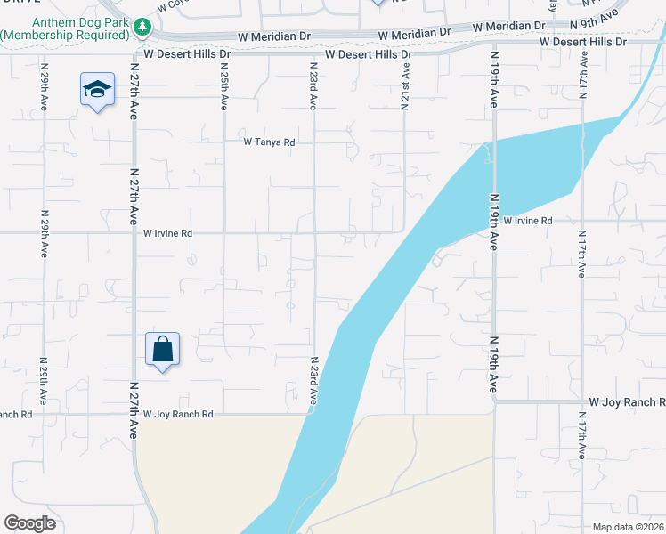 map of restaurants, bars, coffee shops, grocery stores, and more near 38427 North 23rd Avenue in Phoenix