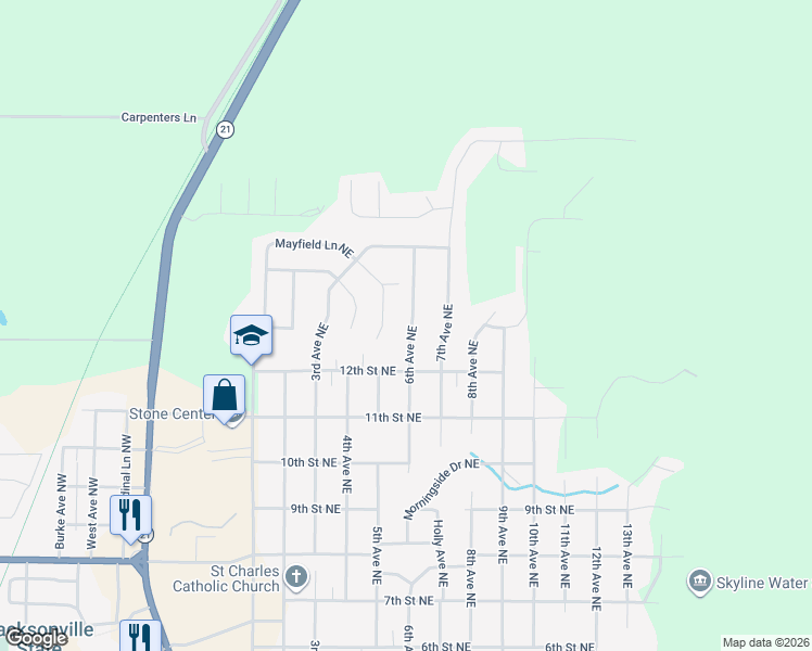 map of restaurants, bars, coffee shops, grocery stores, and more near 1302 6th Avenue Northeast in Jacksonville