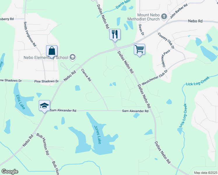 map of restaurants, bars, coffee shops, grocery stores, and more near 263 Clarice Road in Douglasville