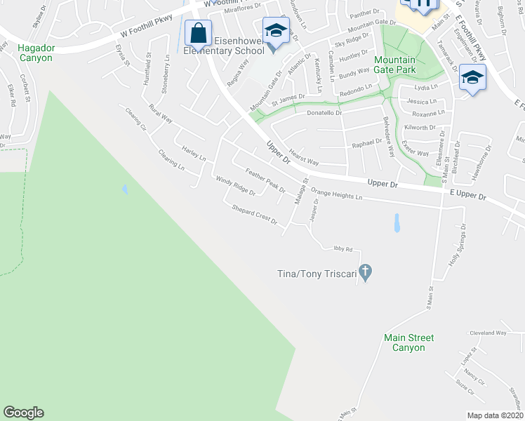 map of restaurants, bars, coffee shops, grocery stores, and more near 3795 Hilgard Street in Corona