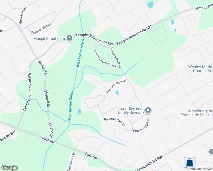 map of restaurants, bars, coffee shops, grocery stores, and more near 3648 Preserve Wood Lane in Loganville