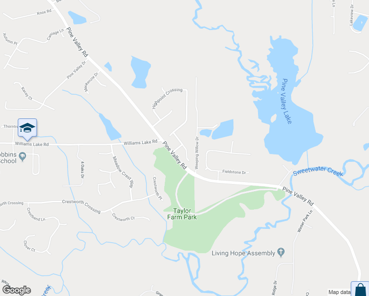 map of restaurants, bars, coffee shops, grocery stores, and more near 96 Meadowview Lane in Powder Springs