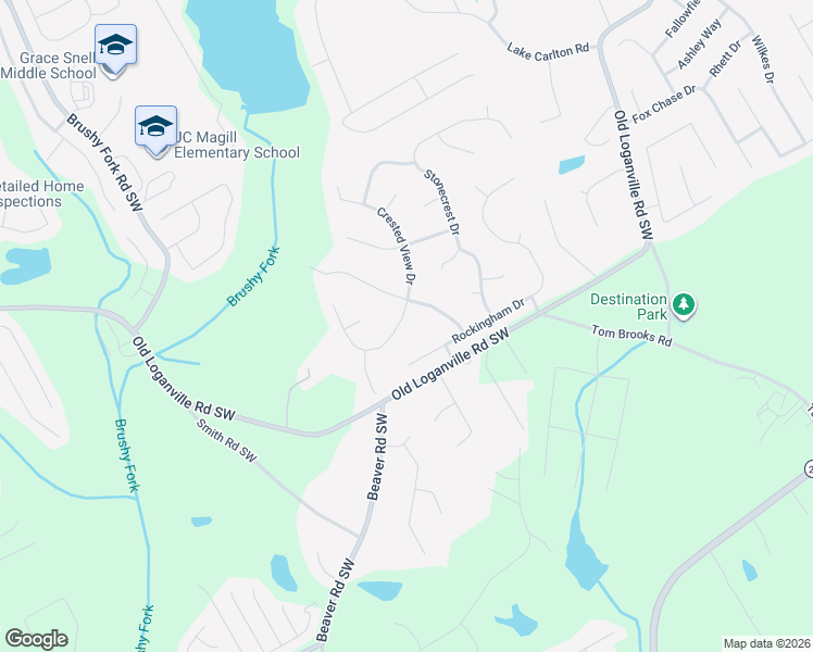 map of restaurants, bars, coffee shops, grocery stores, and more near 429 Crested View Drive in Loganville