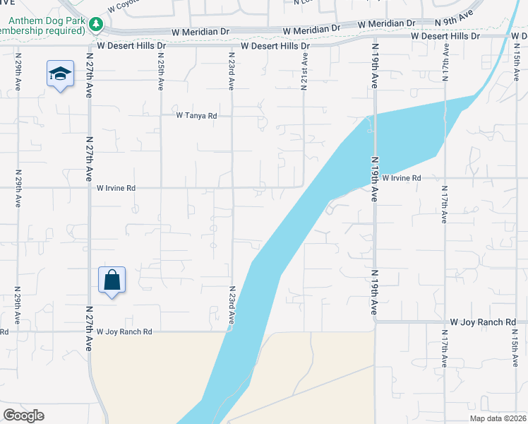map of restaurants, bars, coffee shops, grocery stores, and more near 38447 North 23rd Avenue in Phoenix