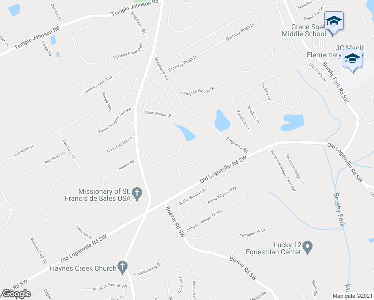 map of restaurants, bars, coffee shops, grocery stores, and more near 1410 Summer Lake Terrace Southwest in Loganville