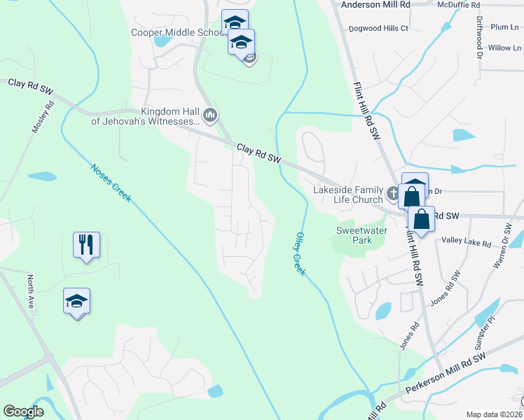 map of restaurants, bars, coffee shops, grocery stores, and more near 4757 Nature Trail in Austell