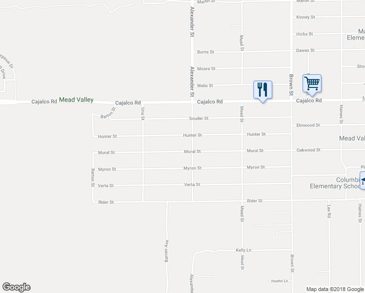 map of restaurants, bars, coffee shops, grocery stores, and more near 20440 Mural Street in Perris
