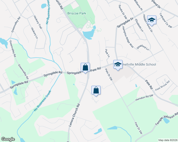 map of restaurants, bars, coffee shops, grocery stores, and more near 3076 Lenora Church Road in Snellville