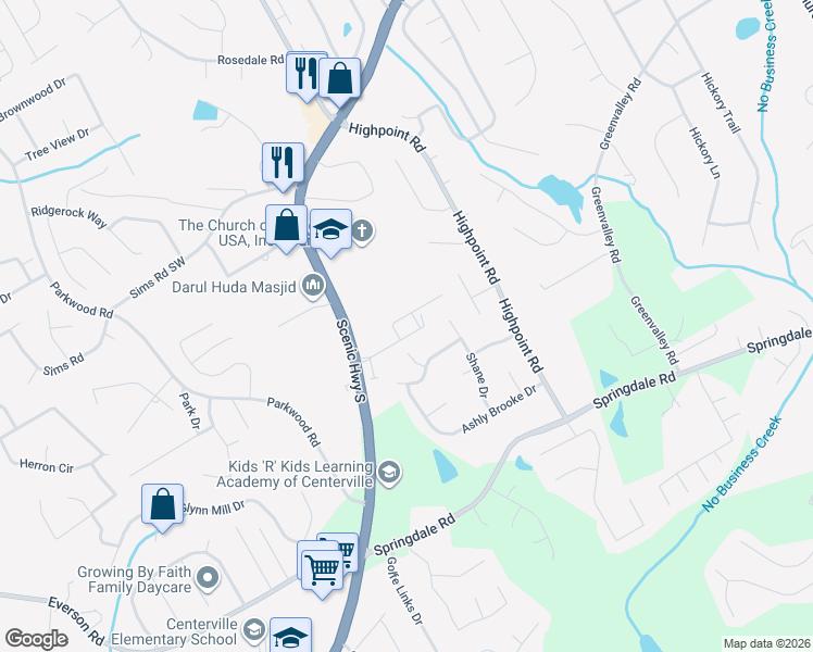 map of restaurants, bars, coffee shops, grocery stores, and more near 3281 Open Fields Drive in Snellville
