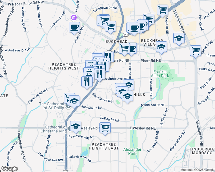 map of restaurants, bars, coffee shops, grocery stores, and more near 60 Delmont Drive Northeast in Atlanta