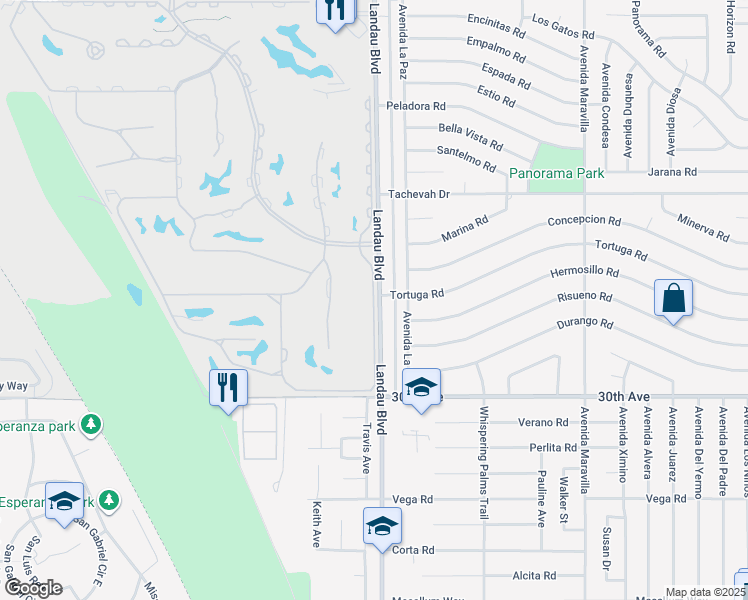 map of restaurants, bars, coffee shops, grocery stores, and more near 29575 East Trancas Drive in Cathedral City