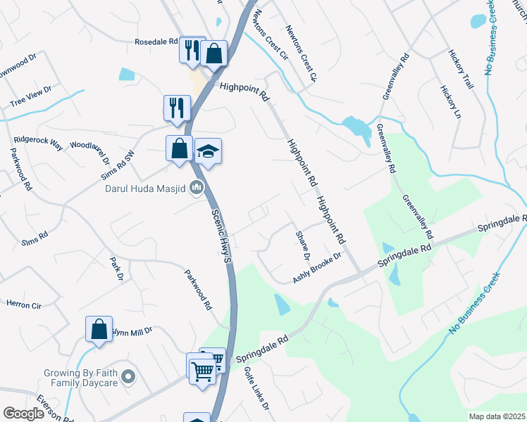 map of restaurants, bars, coffee shops, grocery stores, and more near 3040 Clear View Lane in Snellville