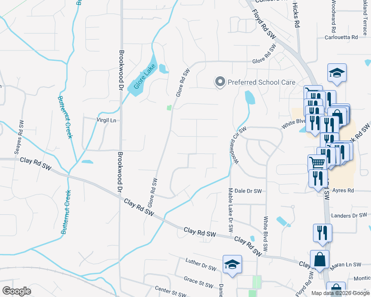 map of restaurants, bars, coffee shops, grocery stores, and more near 1194 Chris Lane in Mableton