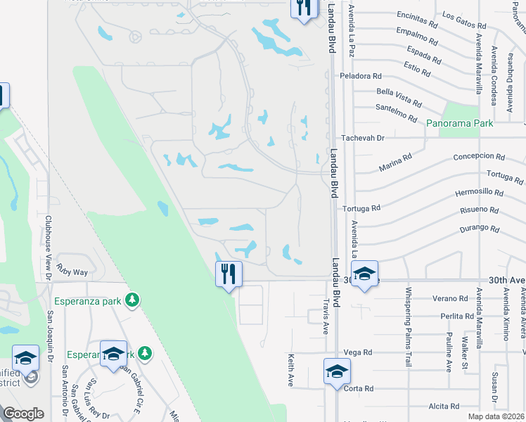 map of restaurants, bars, coffee shops, grocery stores, and more near 29538 West Trancas Drive in Cathedral City
