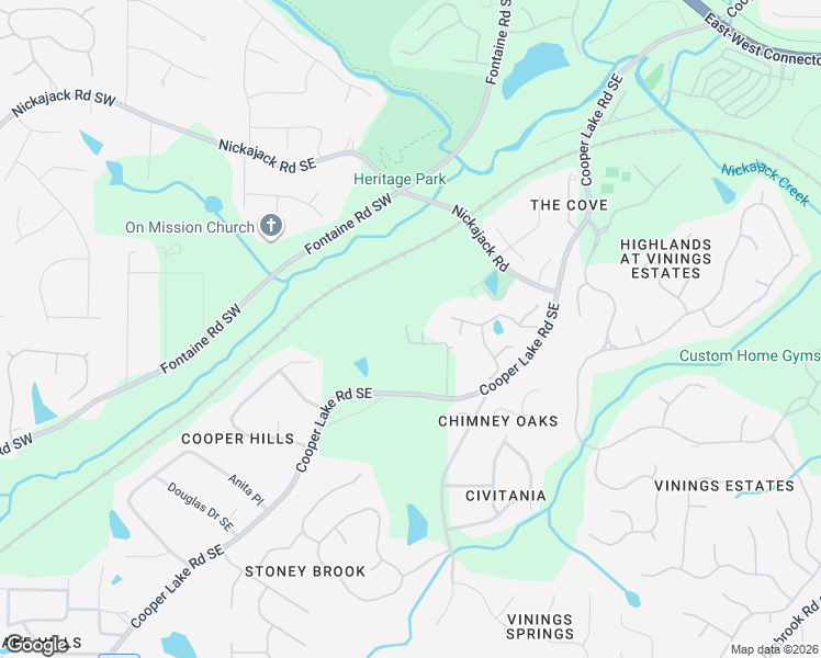 map of restaurants, bars, coffee shops, grocery stores, and more near 437 Cooper Lake Road Southeast in Mableton