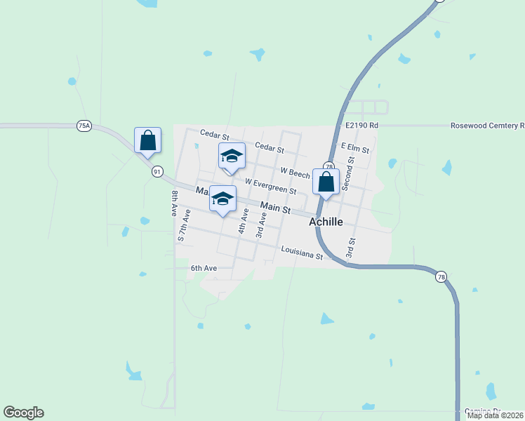 map of restaurants, bars, coffee shops, grocery stores, and more near in Achille