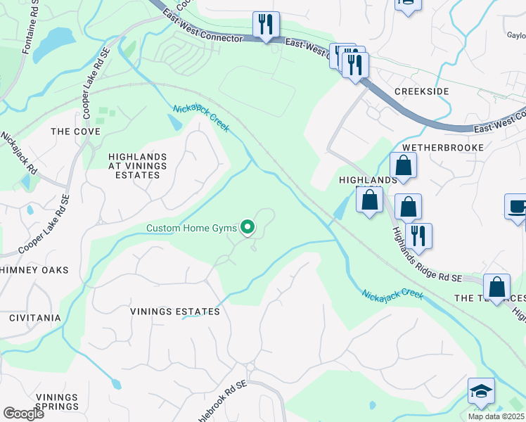 map of restaurants, bars, coffee shops, grocery stores, and more near 529 Vinings Estates Drive Southeast in Mableton