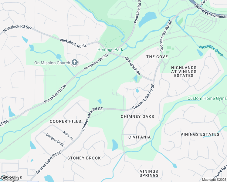 map of restaurants, bars, coffee shops, grocery stores, and more near 437 Cooper Lake Road Southeast in Mableton