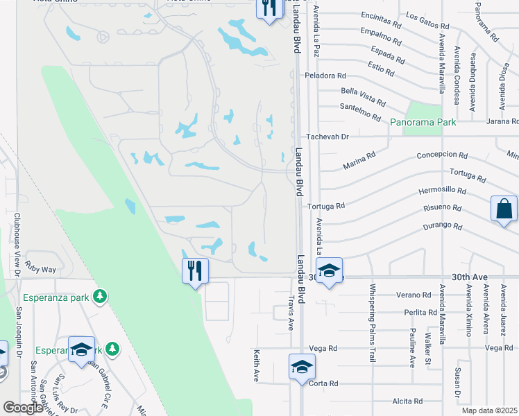 map of restaurants, bars, coffee shops, grocery stores, and more near 29555 Sandy Court in Cathedral City