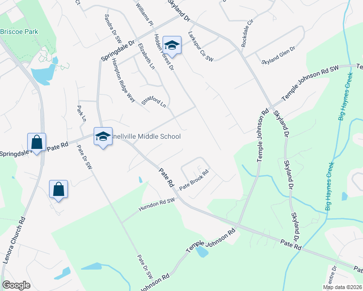 map of restaurants, bars, coffee shops, grocery stores, and more near 2253 Crimson Creek Lane in Snellville