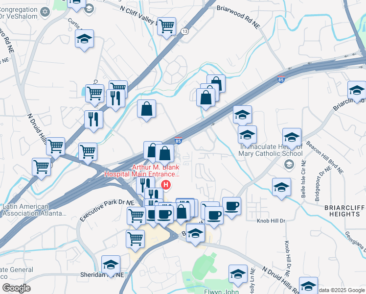 map of restaurants, bars, coffee shops, grocery stores, and more near 1786-1794 Tullie Circle Northeast in Atlanta