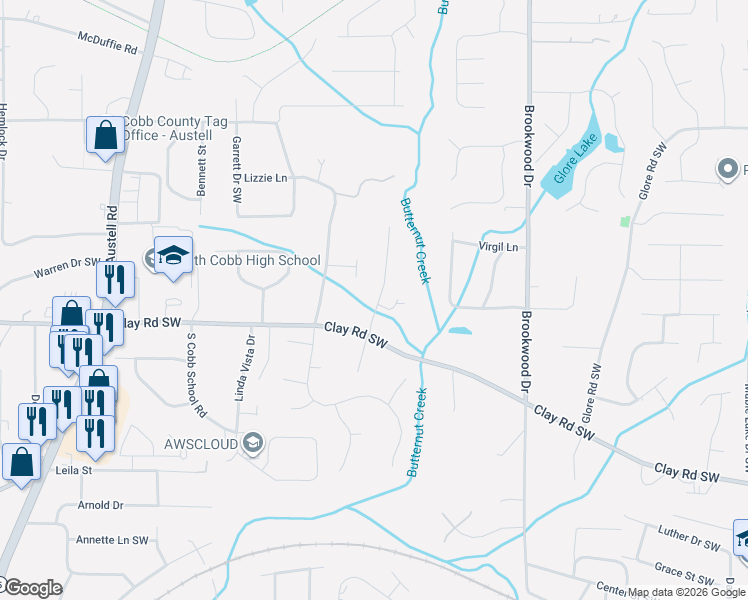 map of restaurants, bars, coffee shops, grocery stores, and more near 4915 Lantern Lane in Mableton