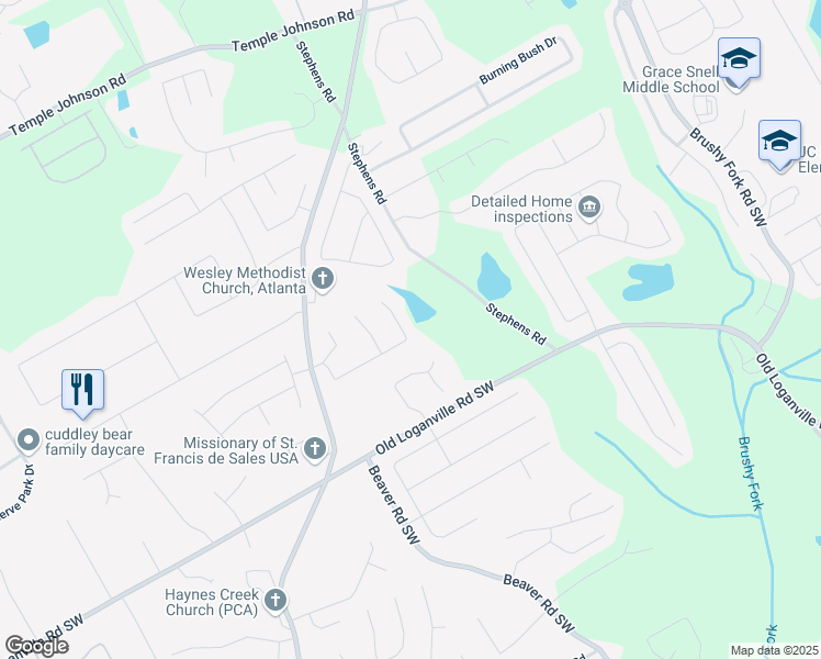 map of restaurants, bars, coffee shops, grocery stores, and more near 1390 Summer Leigh Court in Loganville