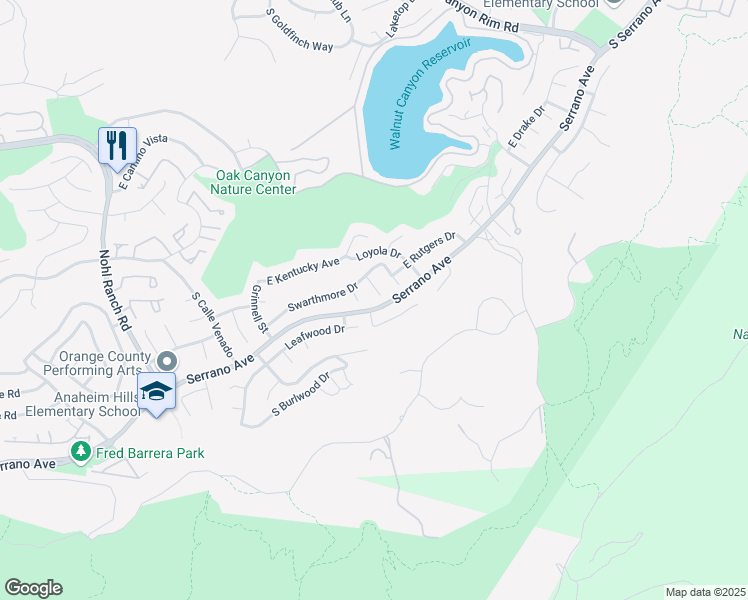 map of restaurants, bars, coffee shops, grocery stores, and more near 993 Vassar Circle in Anaheim
