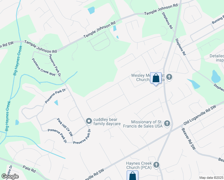 map of restaurants, bars, coffee shops, grocery stores, and more near 2115 Red Rose Lane in Loganville