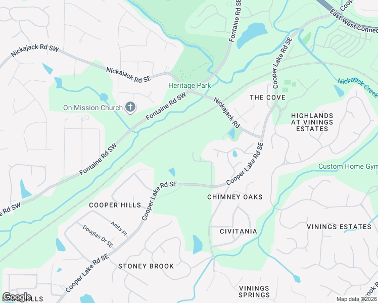 map of restaurants, bars, coffee shops, grocery stores, and more near 437 Cooper Lake Road Southeast in Mableton