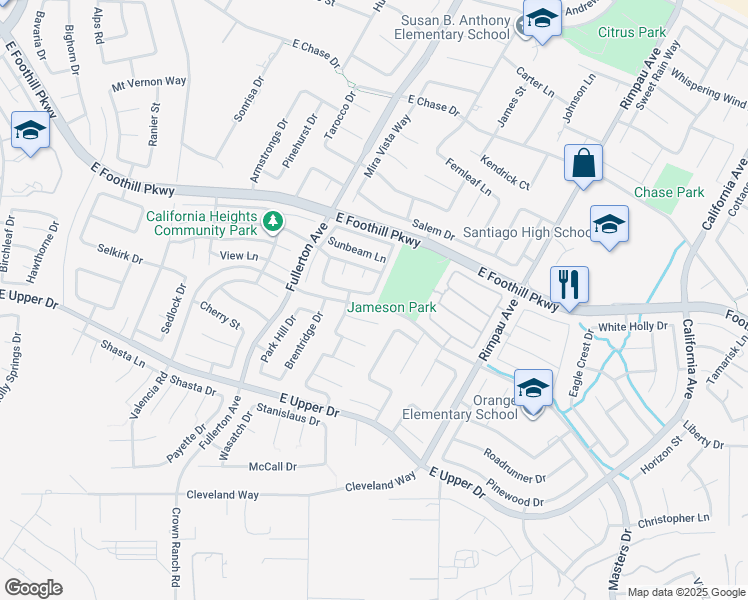 map of restaurants, bars, coffee shops, grocery stores, and more near 1107 Vintage Circle in Corona