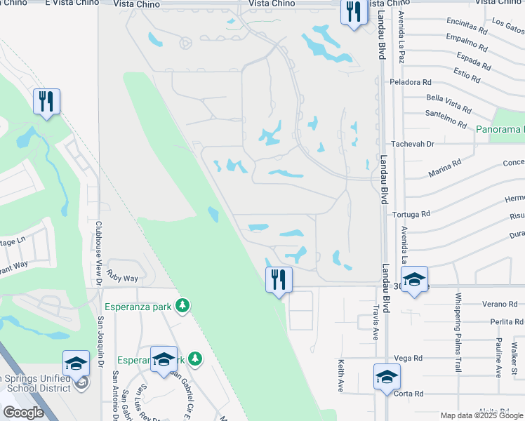 map of restaurants, bars, coffee shops, grocery stores, and more near 67597 South Laguna Drive in Cathedral City