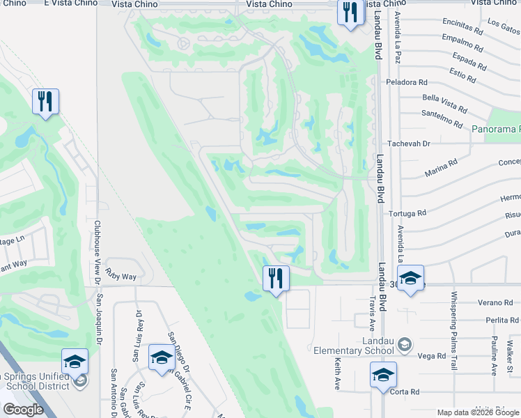 map of restaurants, bars, coffee shops, grocery stores, and more near 67550 South Laguna Drive in Cathedral City