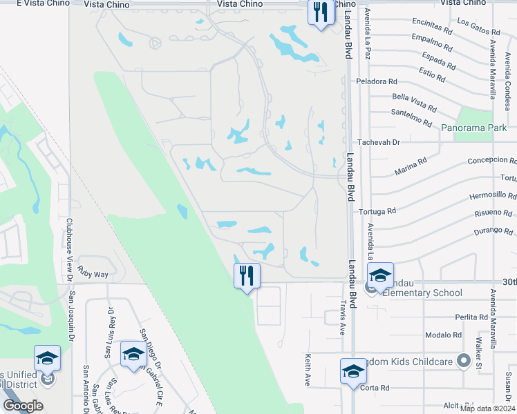 map of restaurants, bars, coffee shops, grocery stores, and more near 67600 South Laguna Drive in Cathedral City