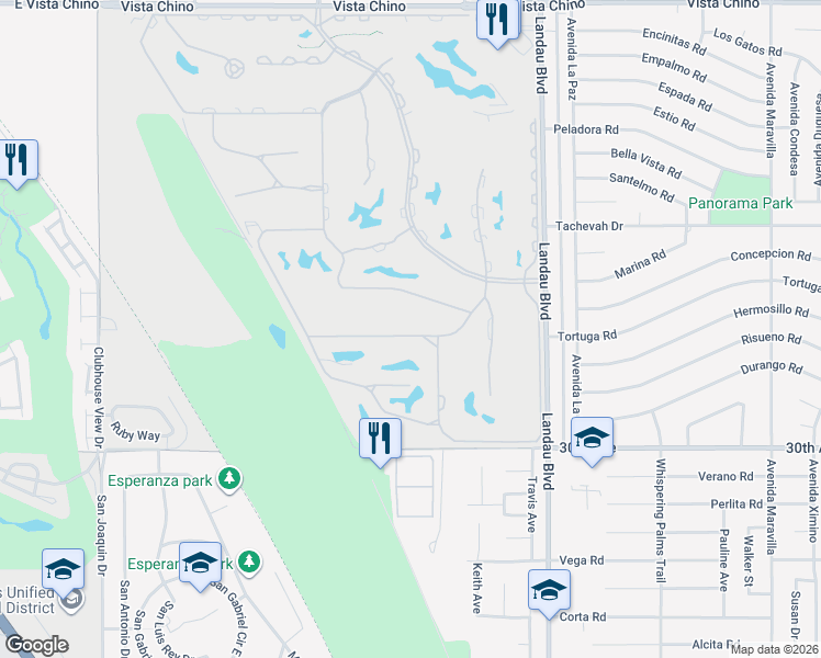 map of restaurants, bars, coffee shops, grocery stores, and more near 67642 South Laguna Drive in Cathedral City