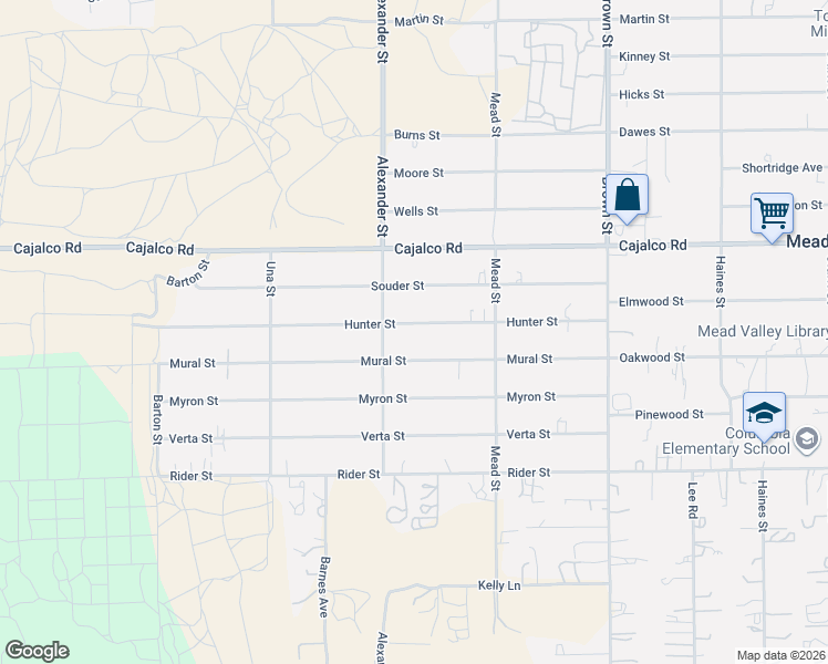 map of restaurants, bars, coffee shops, grocery stores, and more near 20561 Hunter Street in Perris
