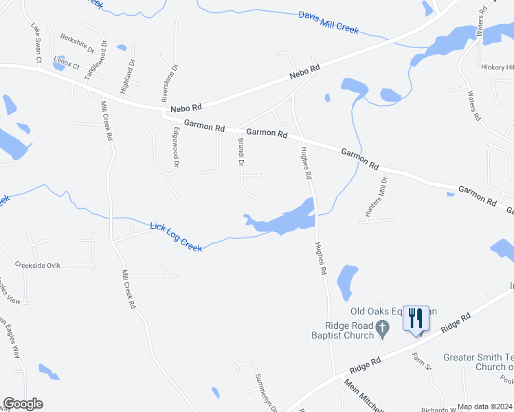 map of restaurants, bars, coffee shops, grocery stores, and more near 274 Brandi Drive in Hiram