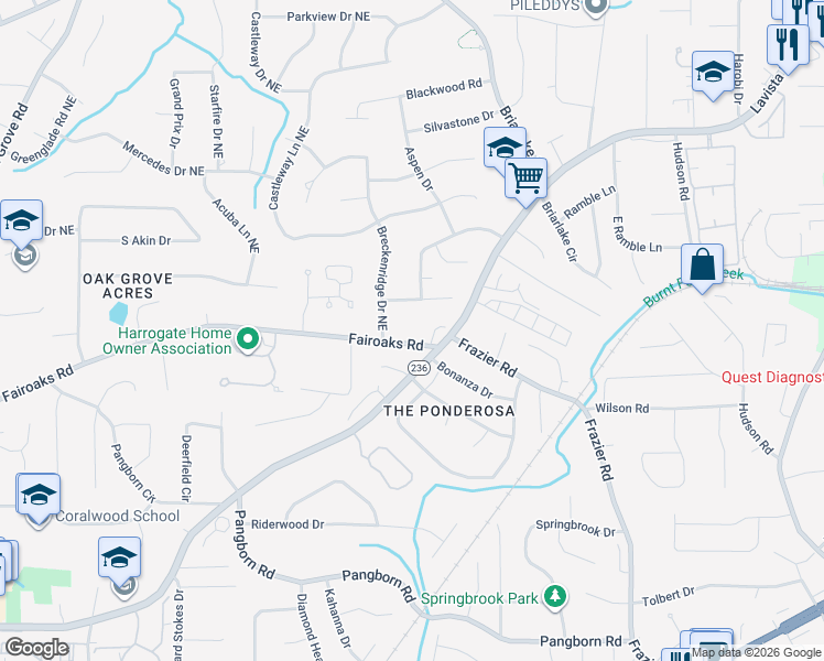 map of restaurants, bars, coffee shops, grocery stores, and more near 1770 Lavista Oaks Drive in Decatur