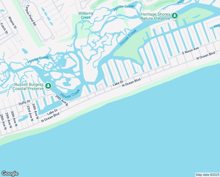 map of restaurants, bars, coffee shops, grocery stores, and more near 4406 North Ocean Boulevard in North Myrtle Beach