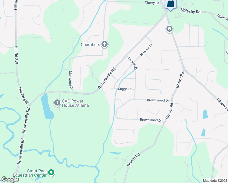 map of restaurants, bars, coffee shops, grocery stores, and more near 5195 Suggs Street in Powder Springs