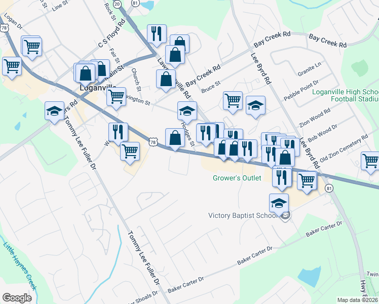 map of restaurants, bars, coffee shops, grocery stores, and more near in 