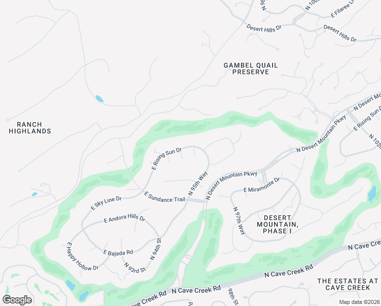 map of restaurants, bars, coffee shops, grocery stores, and more near 38450 North 95th Place in Scottsdale