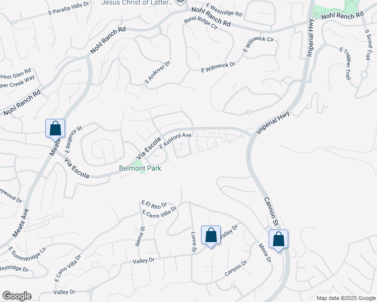 map of restaurants, bars, coffee shops, grocery stores, and more near 4918 East Shelton Avenue in Orange